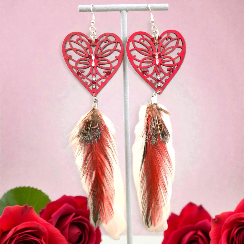 Gypsy Soul Hearts- Handcrafted Kraft Dangle Earrings